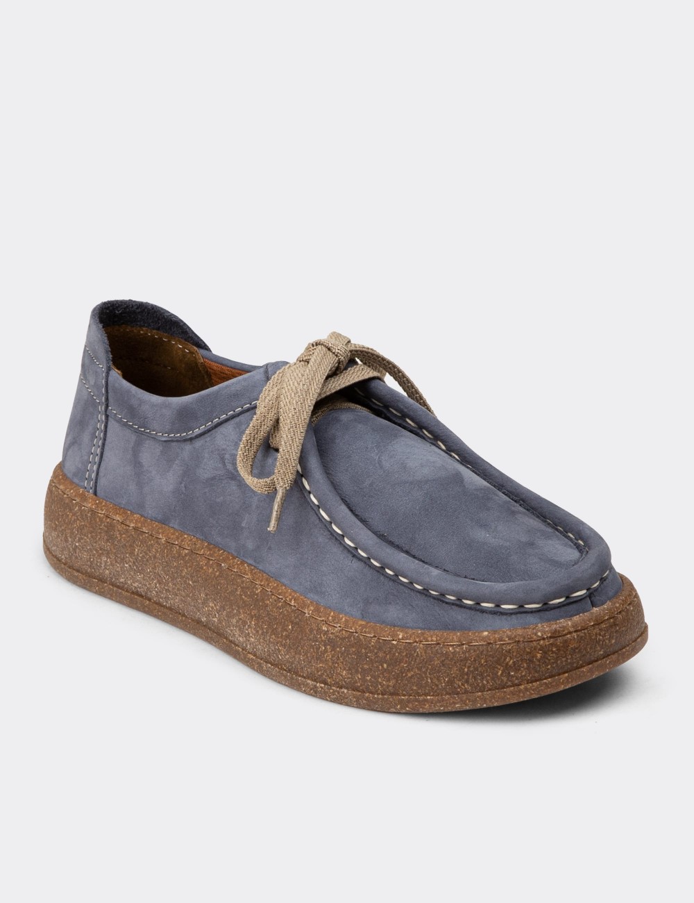 Women's Navy Nubuck Calfskin Lace-up Footwear - SE610ZLCVC01 Women's Navy Nubuck Calfskin Lace-up Footwear - SE610ZLCVC01
