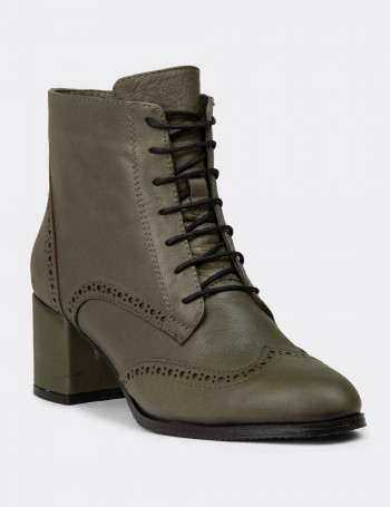 Women's Green Leather Boots