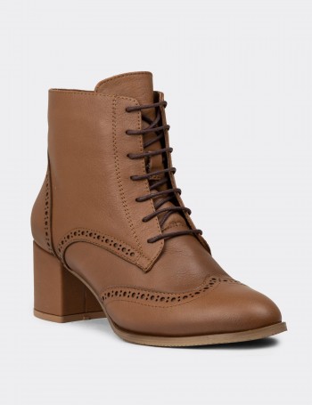 Women's Tan Leather Ankle Boots