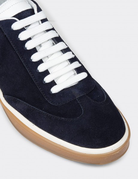 Men's Navy Suede Leather Trainers