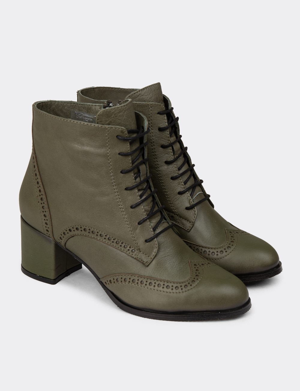 Women's Green Leather Boots - A3009ZYSLC01 Women's Green Leather Boots - A3009ZYSLC01