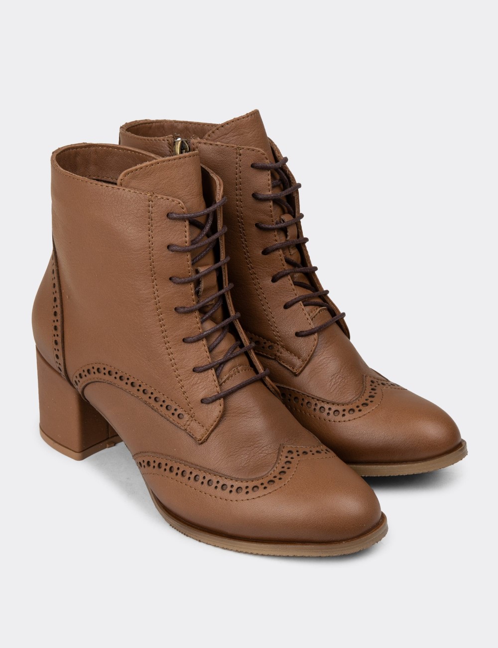 Women's Tan Leather Ankle Boots - A3009ZTBAC01 Women's Tan Leather Ankle Boots - A3009ZTBAC01