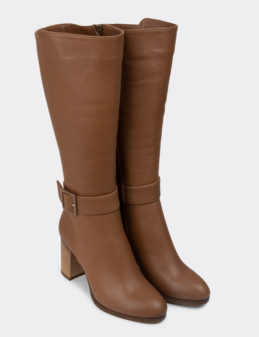 Women's Knee High Tan Leather Boots - A2137ZTBAC01 Women's Knee High Tan Leather Boots - A2137ZTBAC01