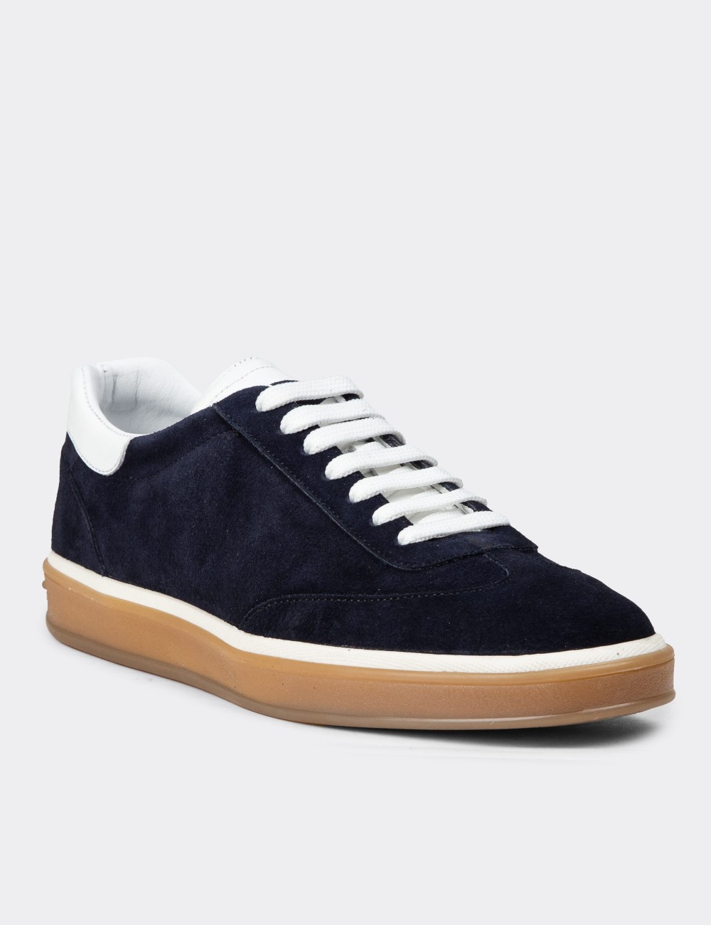 Men's Navy Suede Leather Trainers - 01997MLCVC03 Men's Navy Suede Leather Trainers - 01997MLCVC03