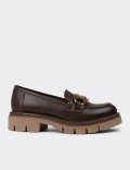 Women's Brown Leather Loafers