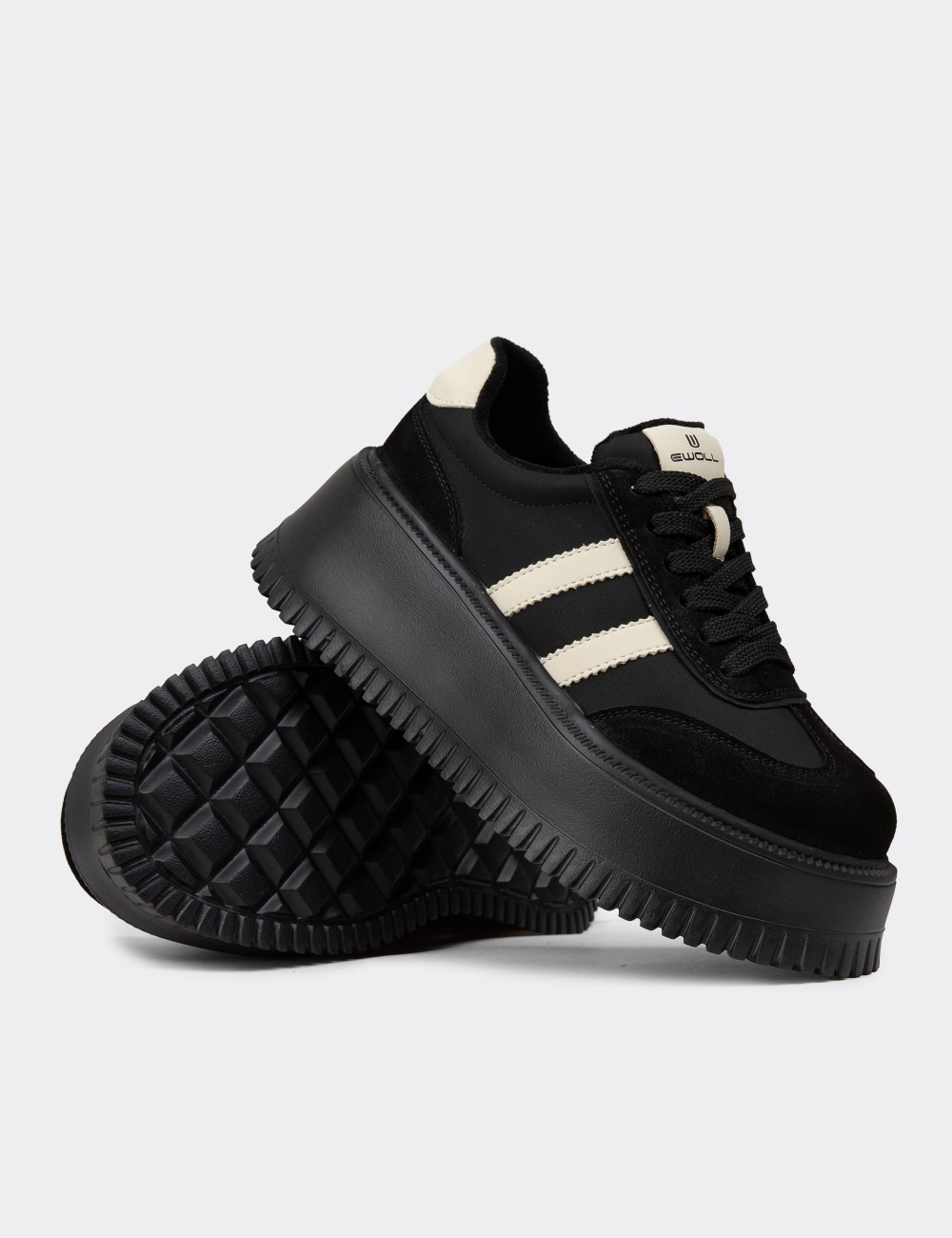 Women's Black Suede Sneakers - E8031ZSYHC01