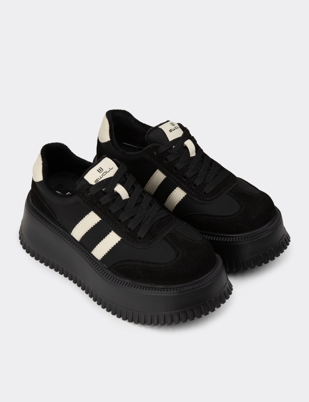 Women's Black Suede Sneakers - E8031ZSYHC01