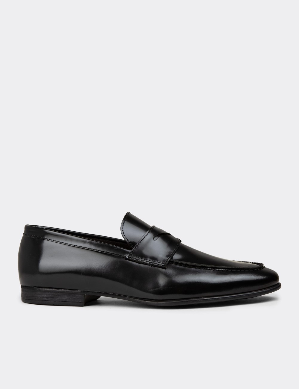 Men's Black Leather Loafers - 01988MSYHC03 Men's Black Leather Loafers - 01988MSYHC03