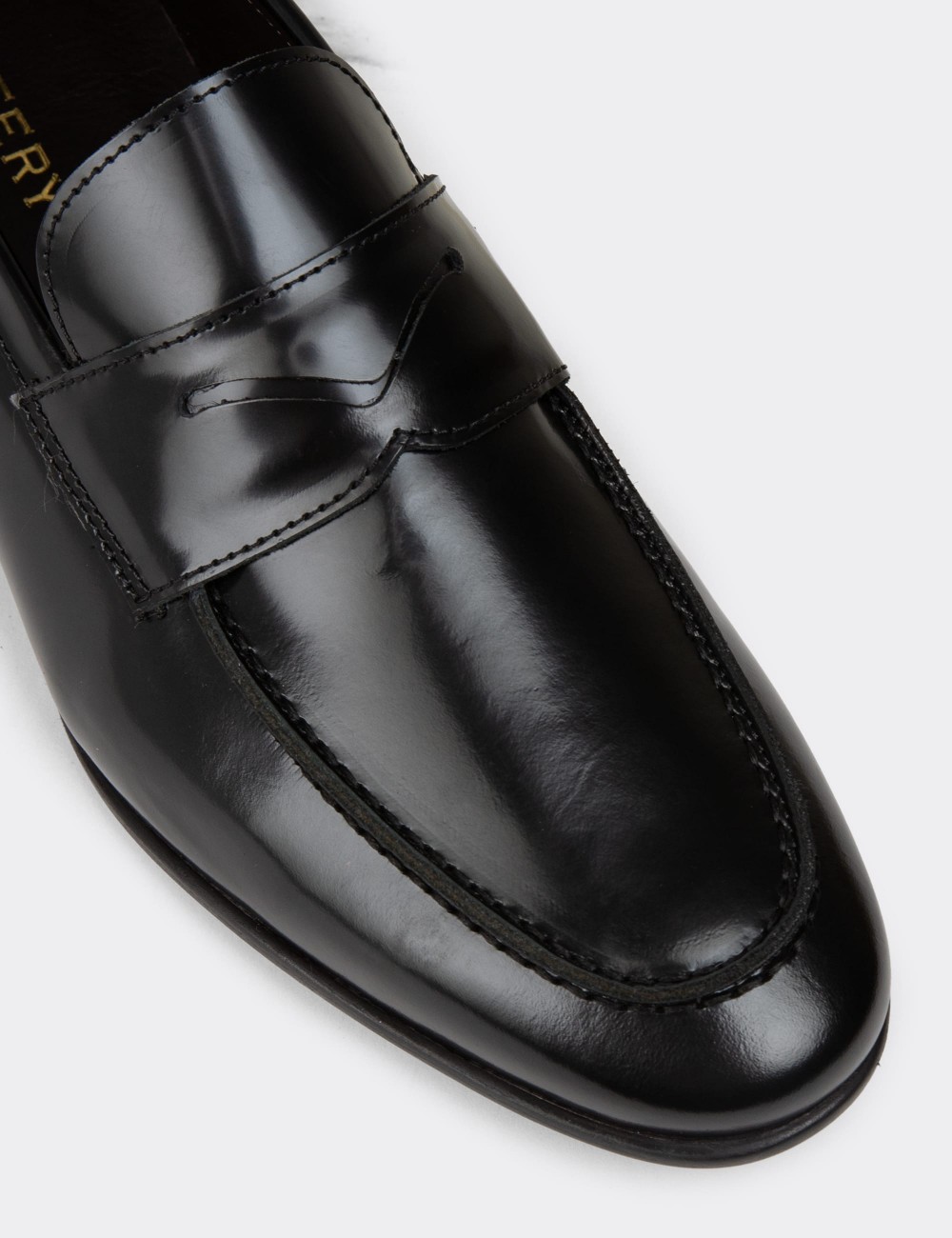 Men's Black Leather Loafers - 01988MSYHC03 Men's Black Leather Loafers - 01988MSYHC03