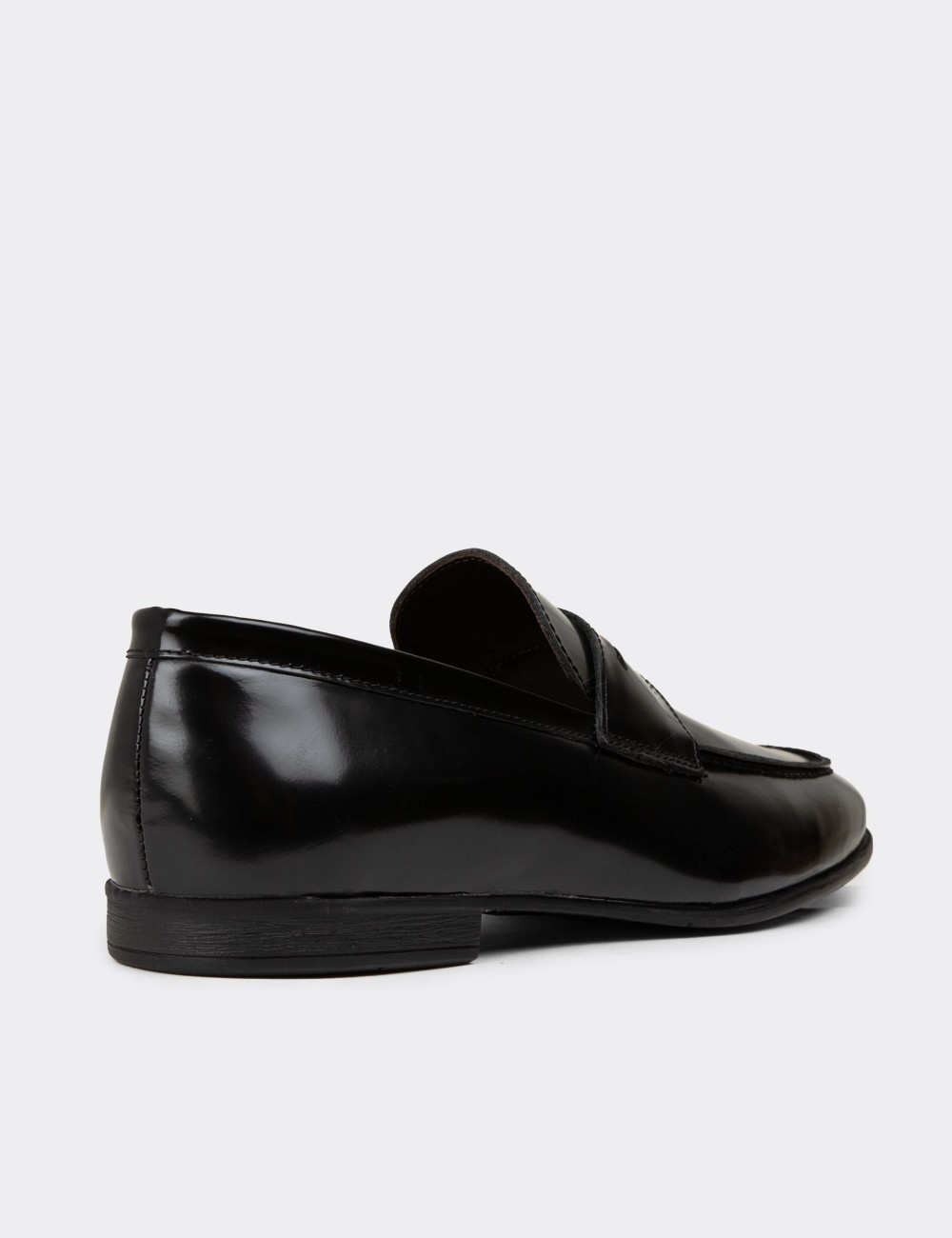 Men's Black Leather Loafers - 01988MSYHC03 Men's Black Leather Loafers - 01988MSYHC03