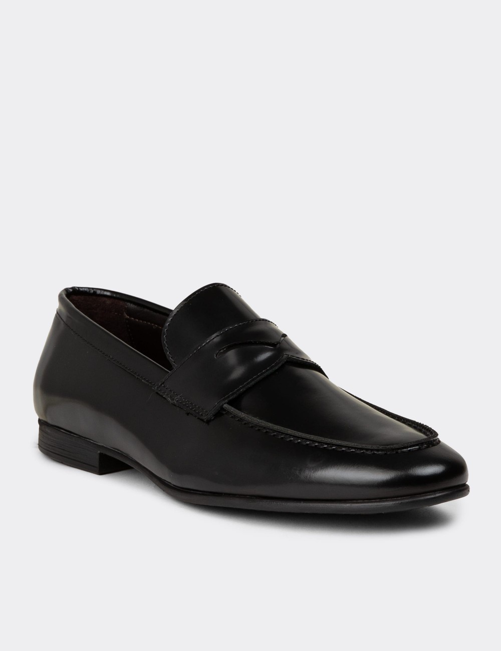 Men's Black Leather Loafers - 01988MSYHC03 Men's Black Leather Loafers - 01988MSYHC03