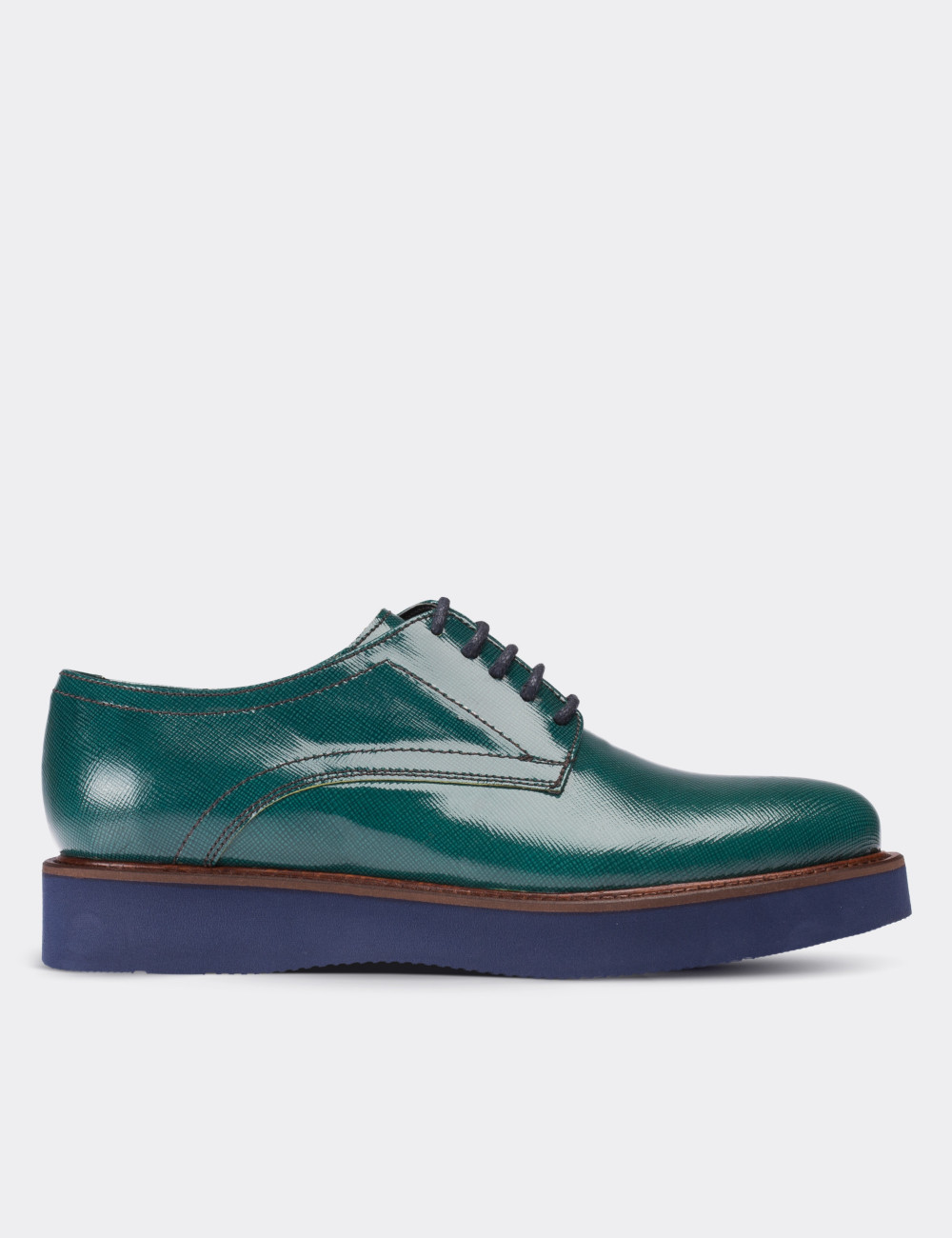 Green Patent Leather Lace-up Shoes - 01430ZYSLE06