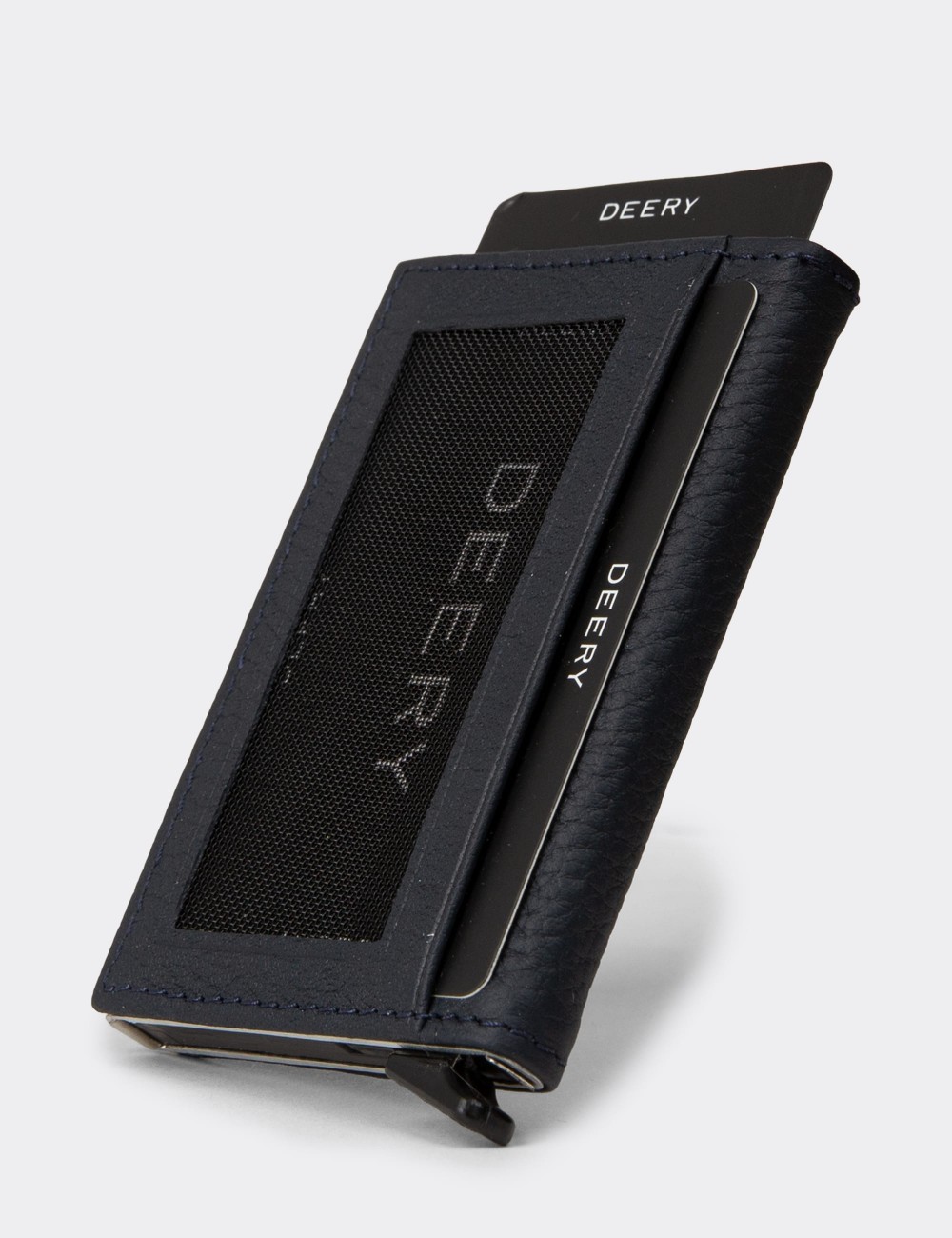 Men's Navy Leather Wallet - 00611ZLCVZ01