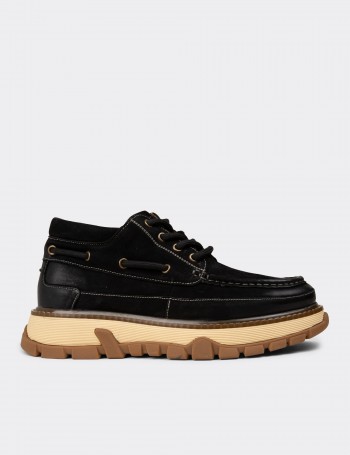 Men's Black Nubuck Leather Boots