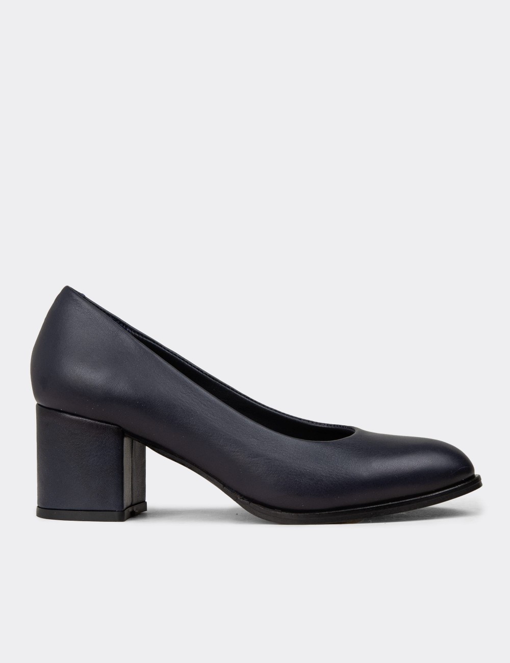 Women's Navy Leather Heeled Shoes - A3285ZLCVC01 Women's Navy Leather Heeled Shoes - A3285ZLCVC01