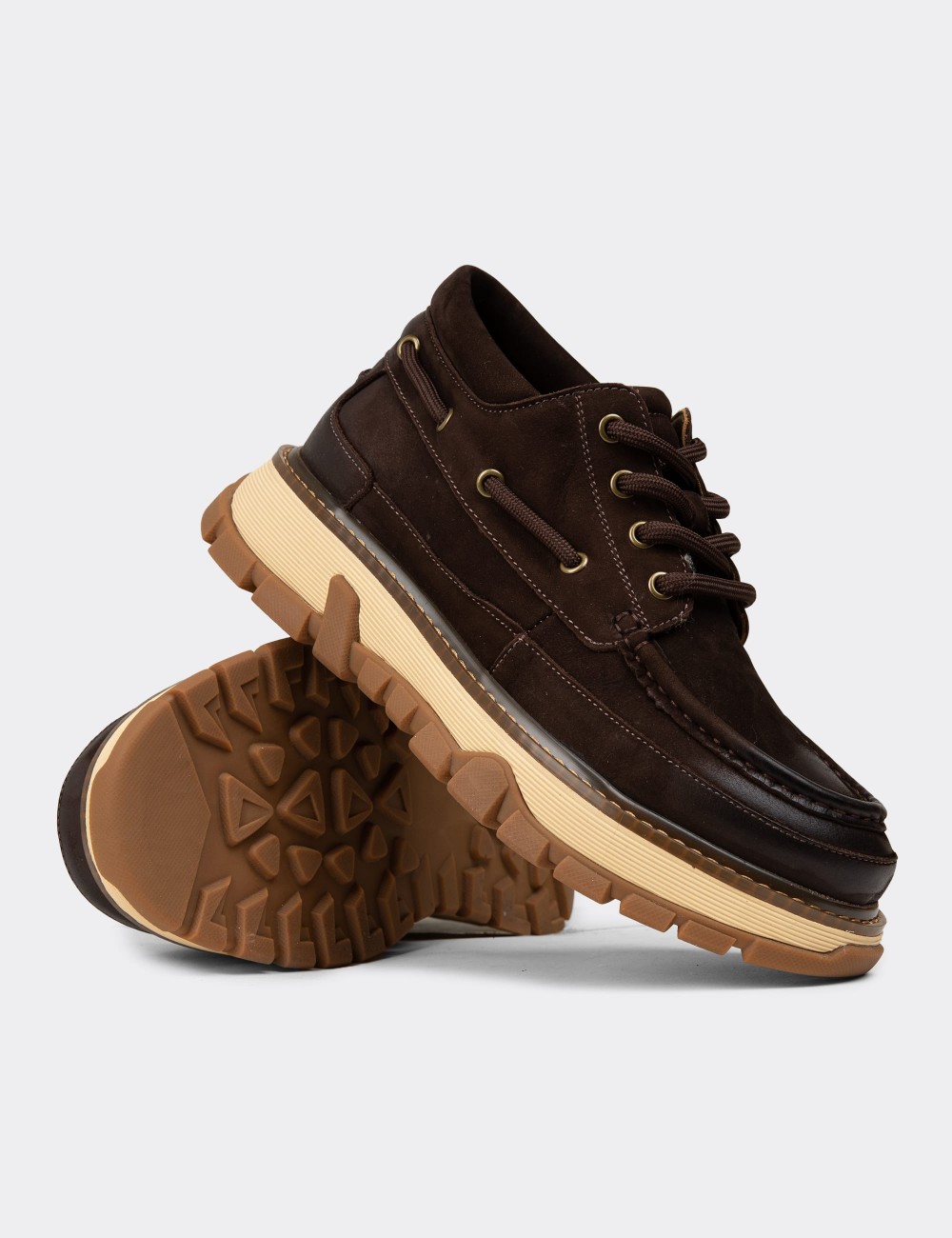 Men's Brown Nubuck Calfskin Boots - 25550MKHVC01 Men's Brown Nubuck Calfskin Boots - 25550MKHVC01