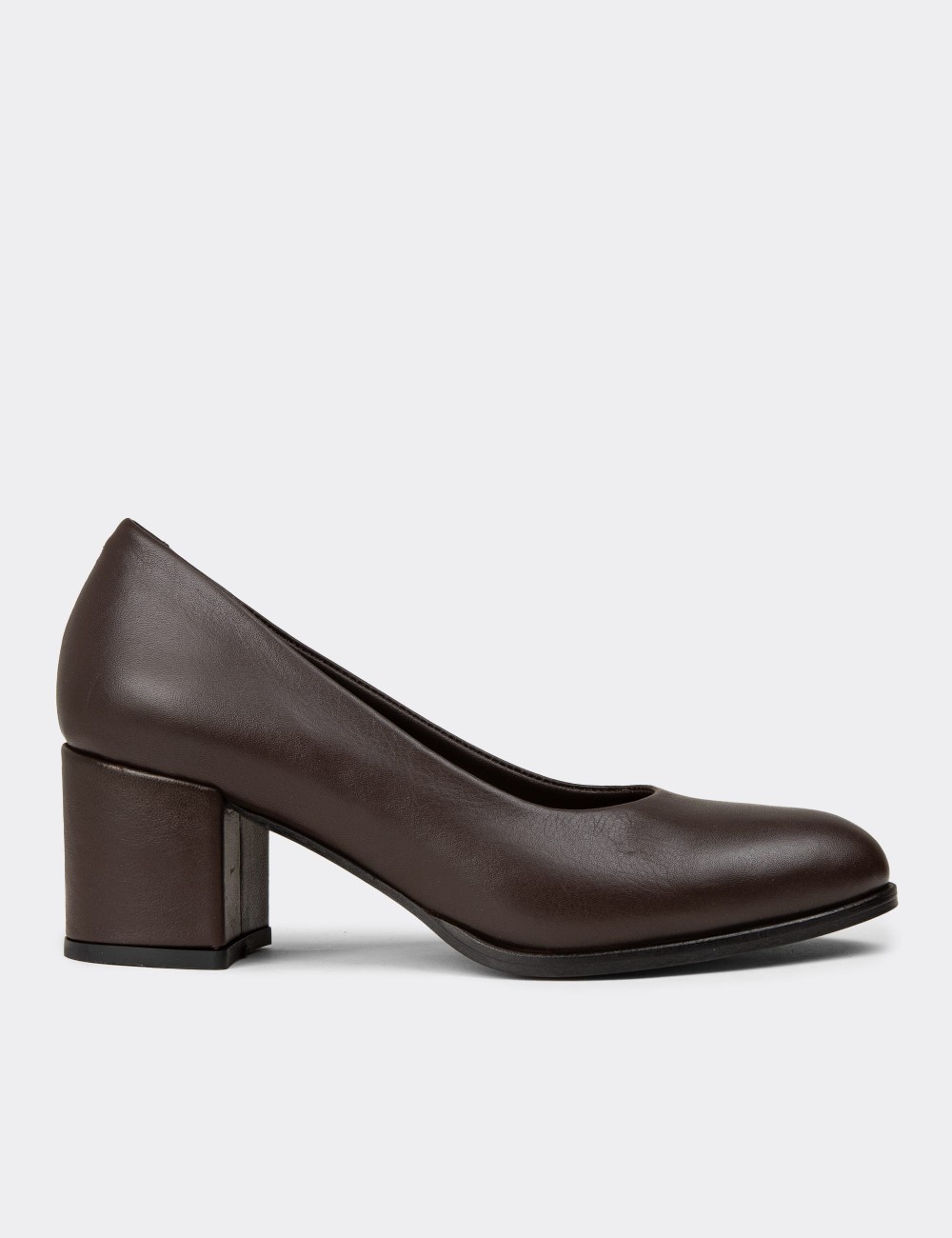 Women's Brown Leather Heeled Shoes - A3285ZKHVC01