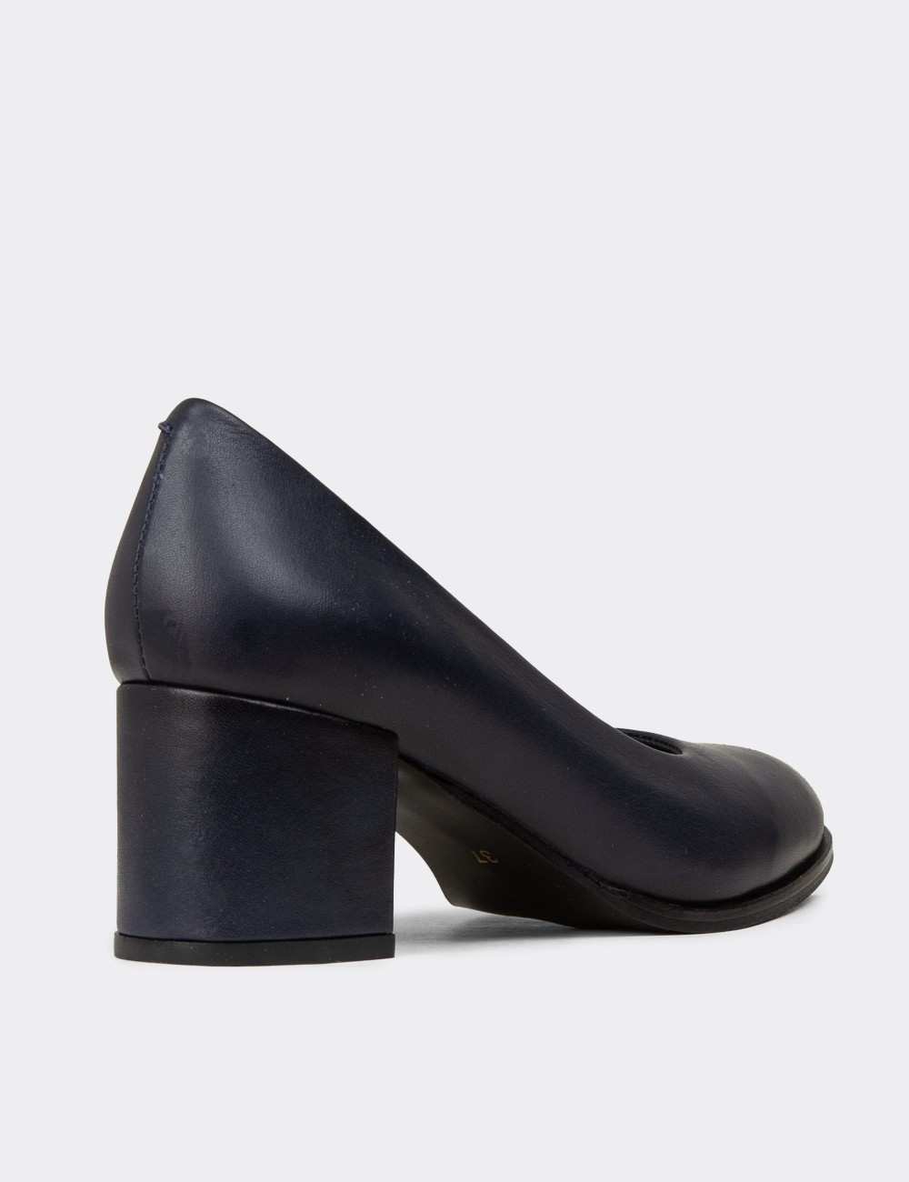 Women's Navy Leather Heeled Shoes - A3285ZLCVC01 Women's Navy Leather Heeled Shoes - A3285ZLCVC01