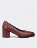 Women's Burgundy Leather Heeled Shoes