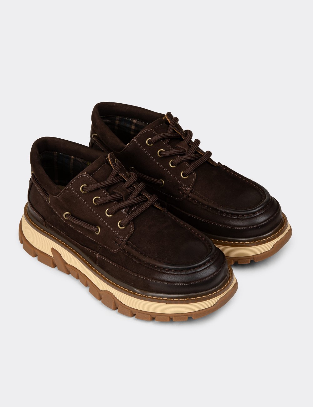 Men's Brown Nubuck Calfskin Boots - 25550MKHVC01 Men's Brown Nubuck Calfskin Boots - 25550MKHVC01