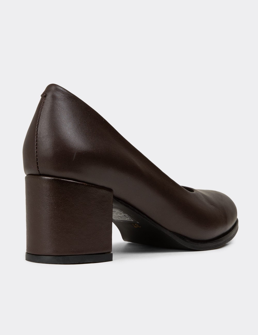 Women's Brown Leather Heeled Shoes - A3285ZKHVC01