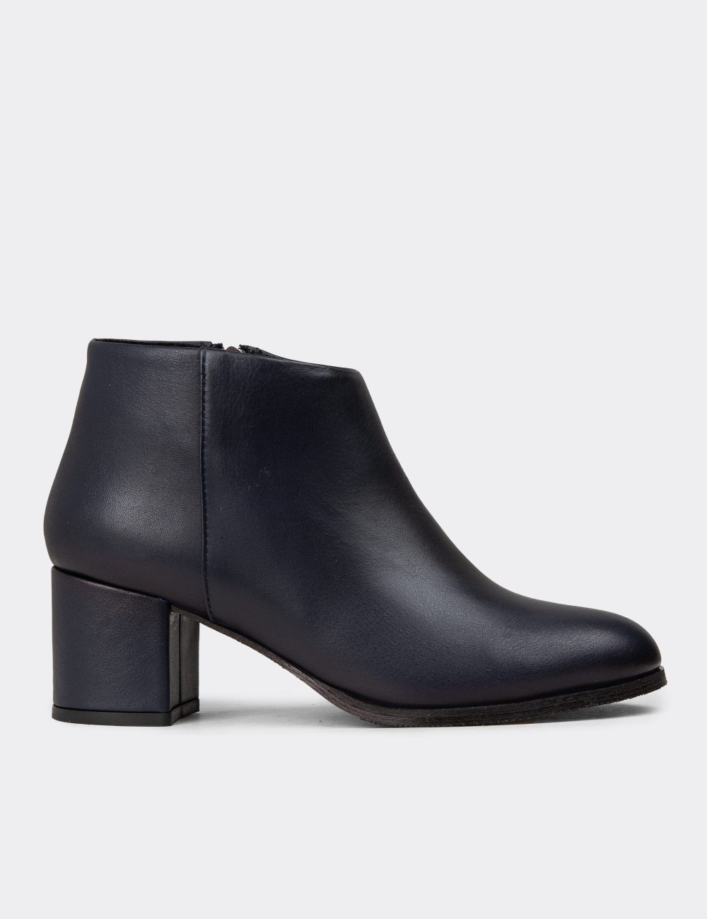 Women's Navy Leather Ankle Boots - A3324ZLCVC01 Women's Navy Leather Ankle Boots - A3324ZLCVC01