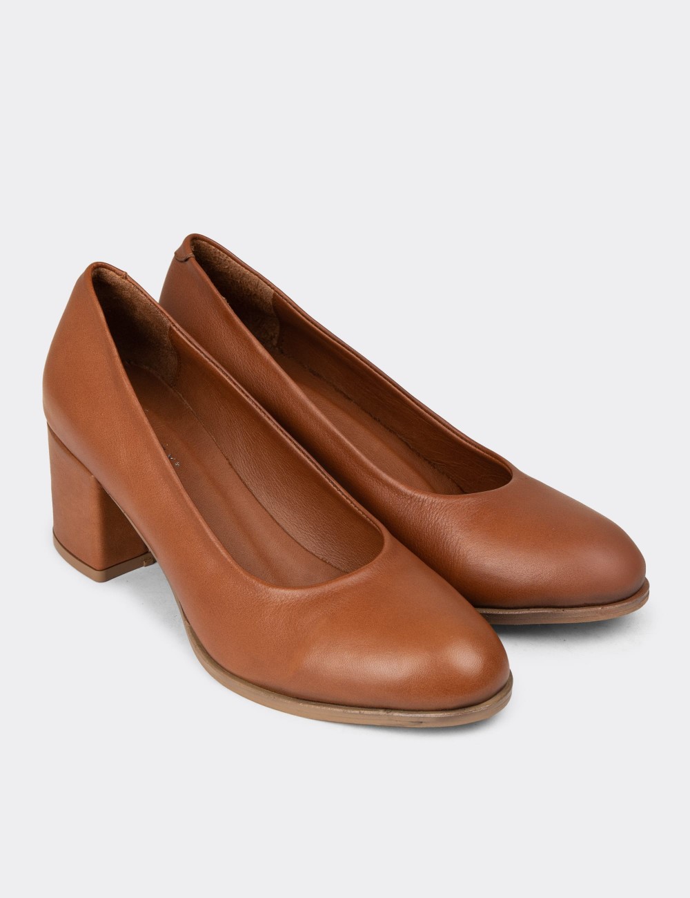 Women's Tan Leather Heeled Shoes - A3285ZTBAC01 Women's Tan Leather Heeled Shoes - A3285ZTBAC01