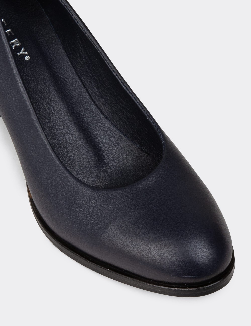 Women's Navy Leather Heeled Shoes - A3285ZLCVC01 Women's Navy Leather Heeled Shoes - A3285ZLCVC01