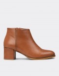 Women's Tan Leather Ankle Boots