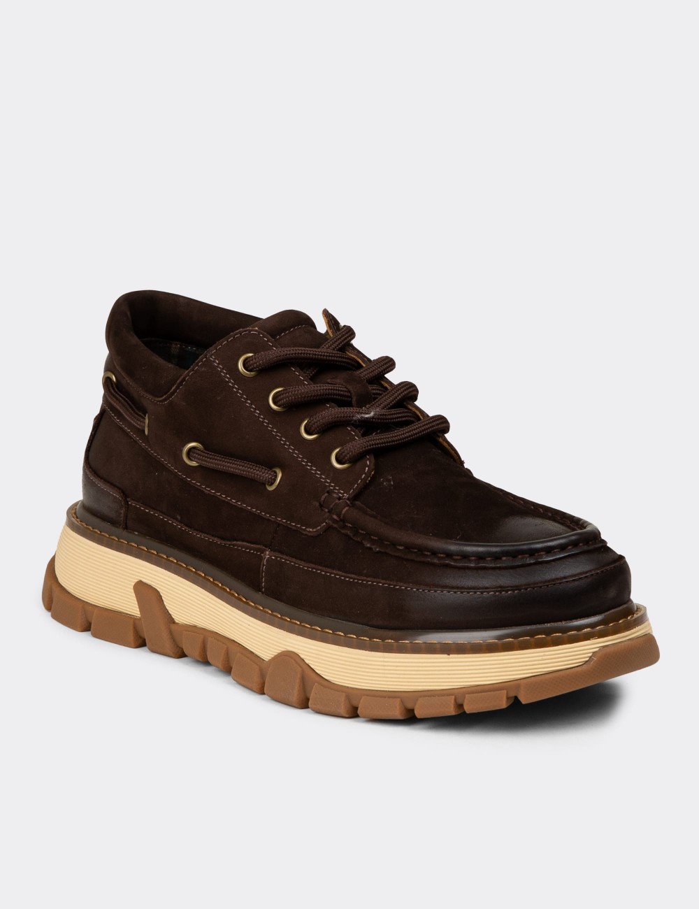 Men's Brown Nubuck Calfskin Boots - 25550MKHVC01 Men's Brown Nubuck Calfskin Boots - 25550MKHVC01