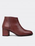Women's Burgundy Leather Ankle Boots