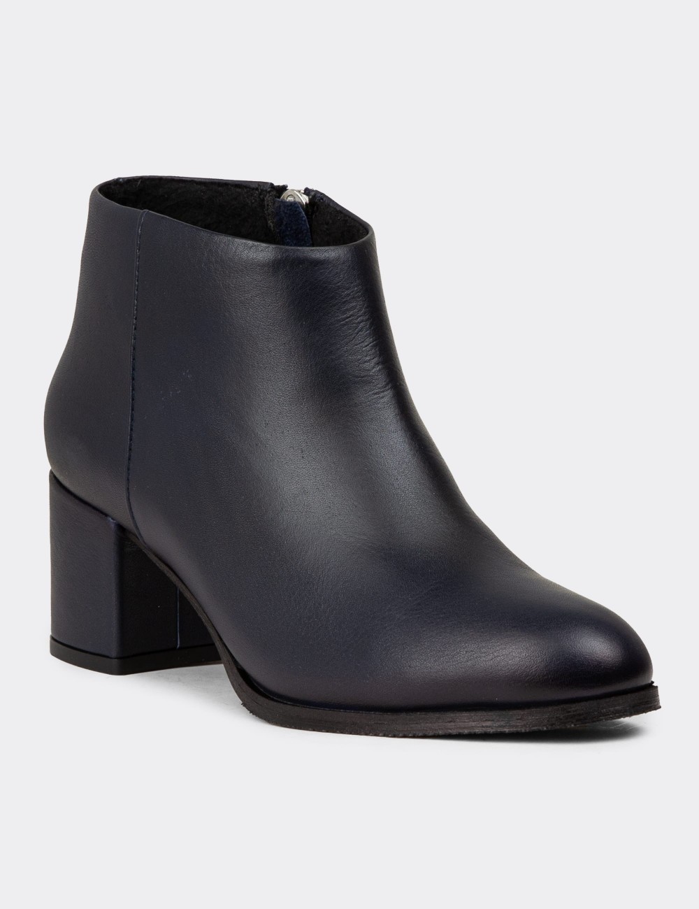 Women's Navy Leather Ankle Boots - A3324ZLCVC01 Women's Navy Leather Ankle Boots - A3324ZLCVC01