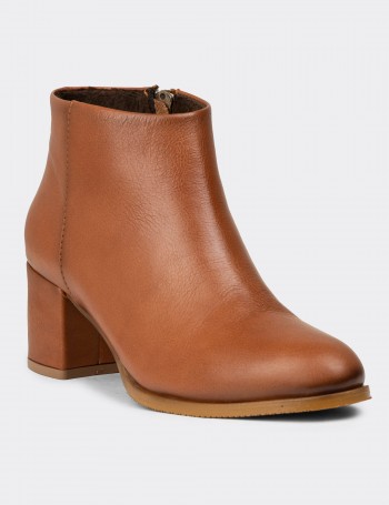 Women's Tan Leather Ankle Boots