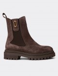 Women's Brown Suede Leather Boots