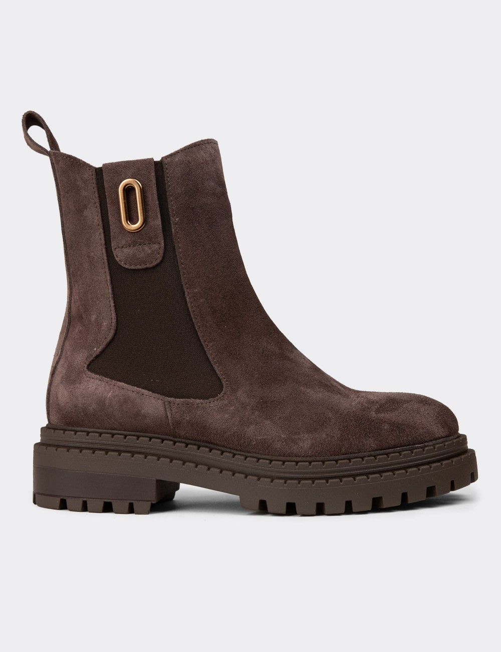 Women's Brown Suede Leather Boots - 61821ZKHVC03 Women's Brown Suede Leather Boots - 61821ZKHVC03