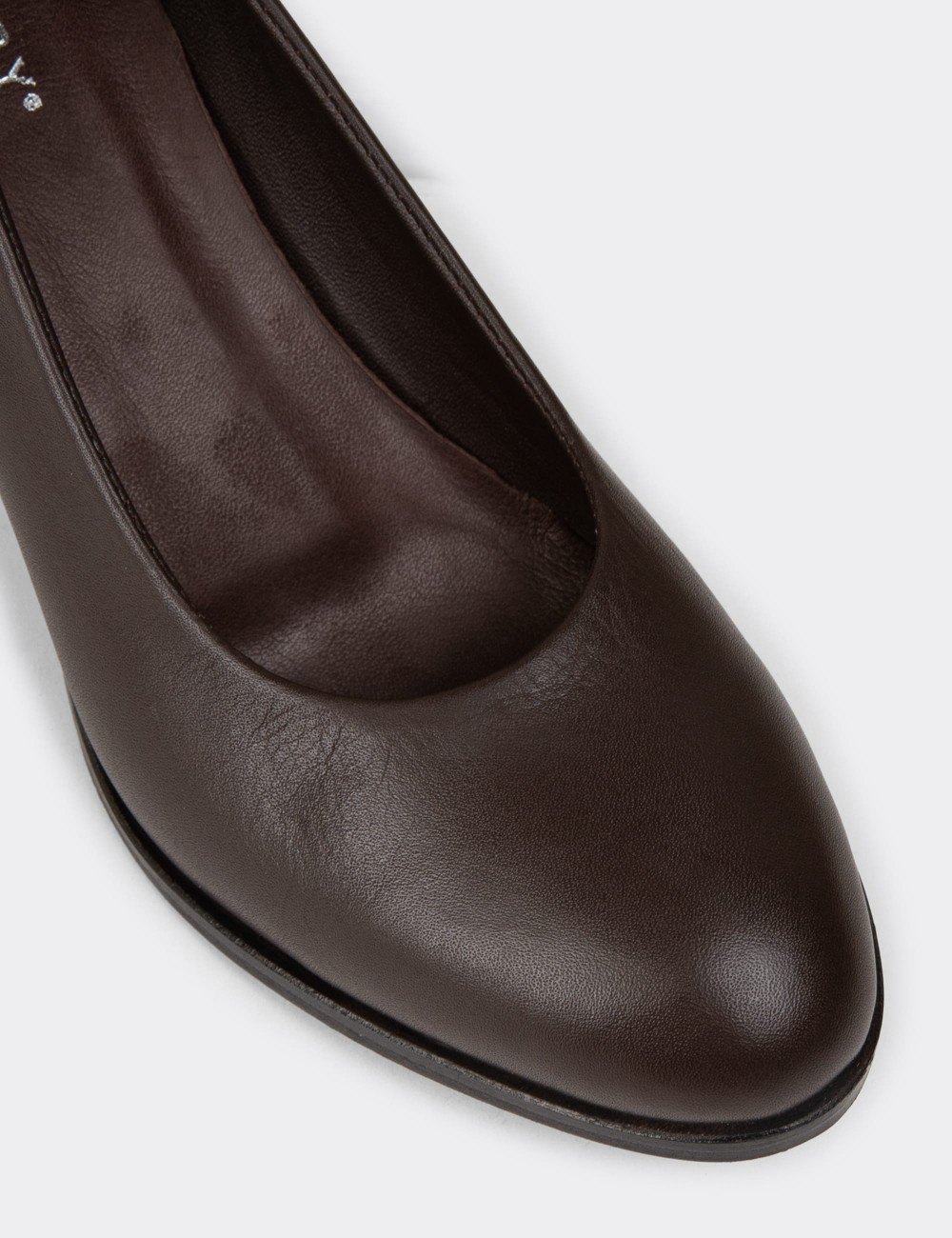 Women's Brown Leather Heeled Shoes - A3285ZKHVC01