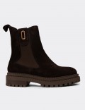 Women's Brown Suede Leather Ankle Boots