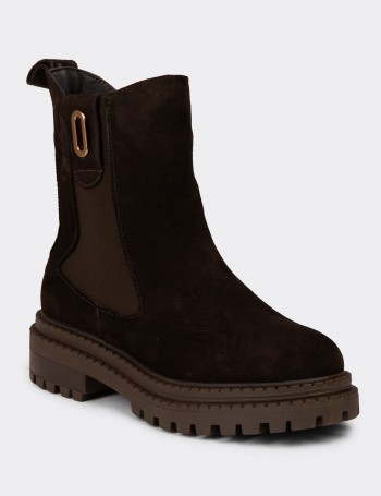 Women's Brown Suede Leather Ankle Boots