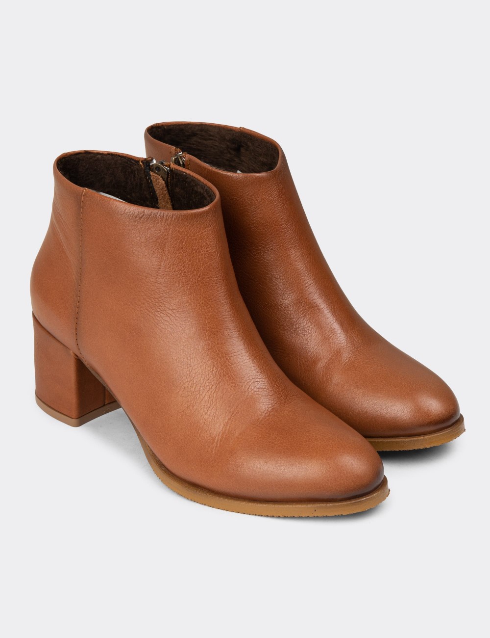 Women's Tan Leather Ankle Boots - A3324ZTBAC01 Women's Tan Leather Ankle Boots - A3324ZTBAC01