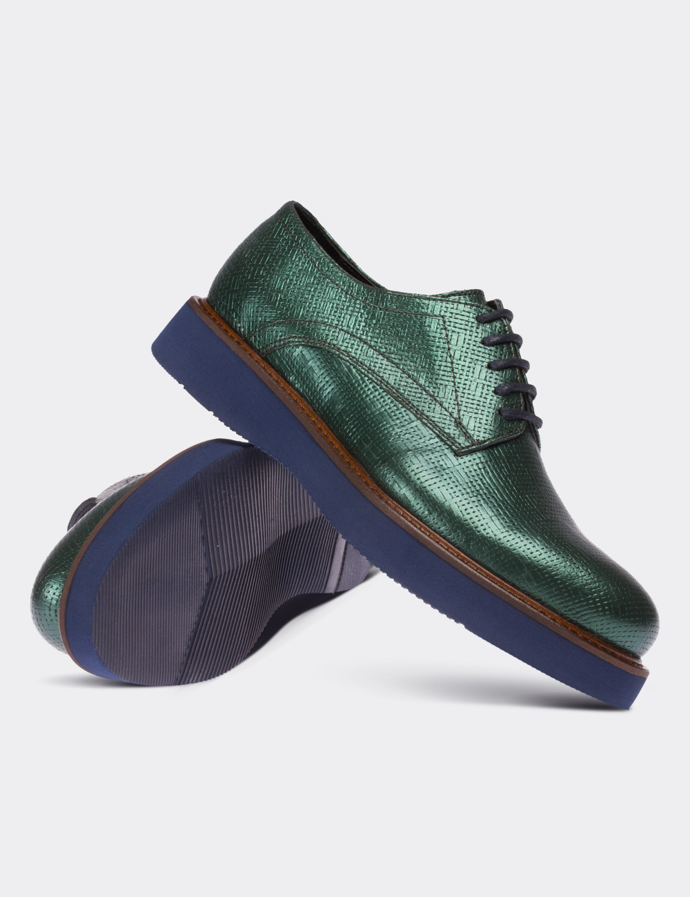 Green  Leather Lace-up Shoes - 01430ZYSLE07
