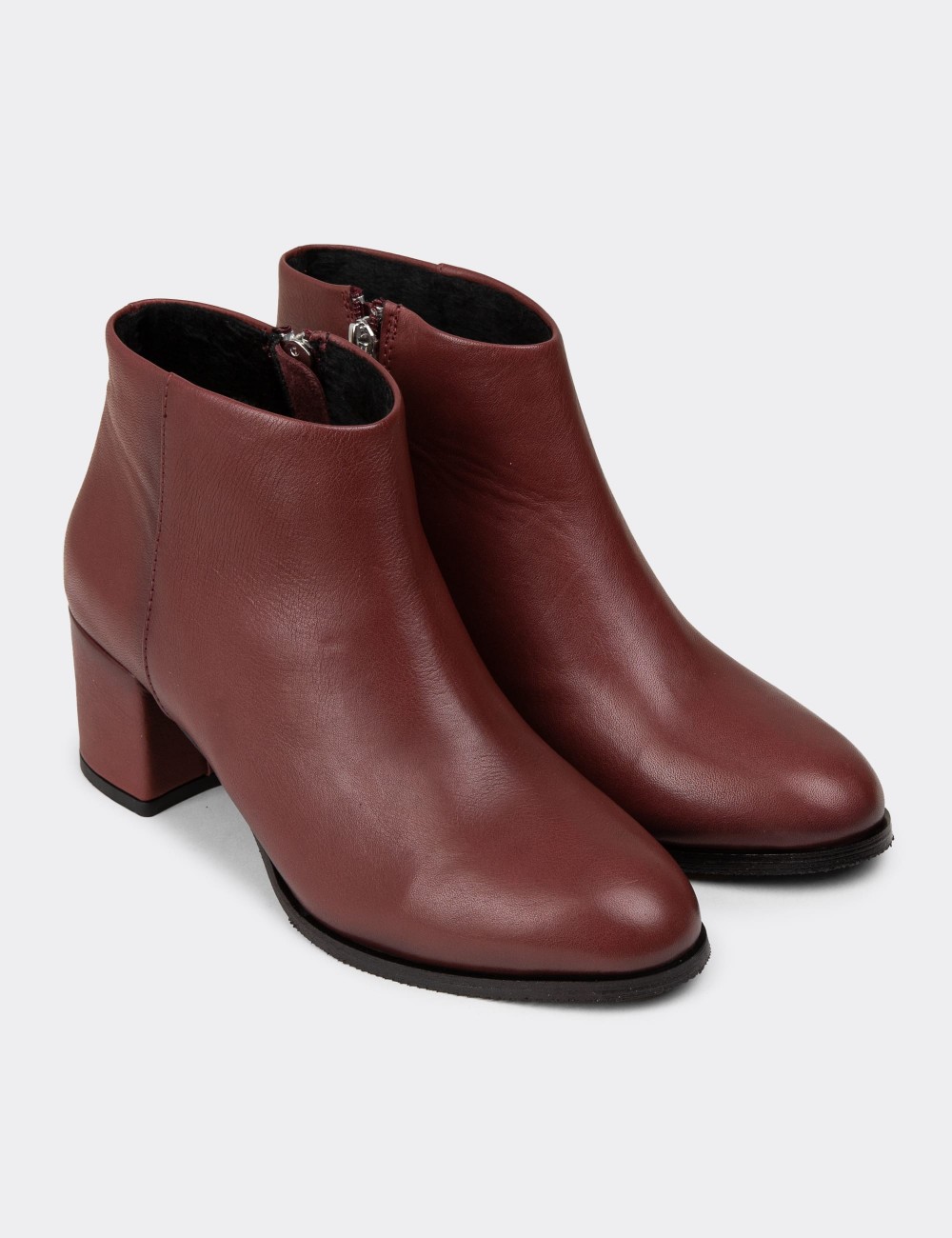Women's Burgundy Leather Ankle Boots - A3324ZBRDC01 Women's Burgundy Leather Ankle Boots - A3324ZBRDC01