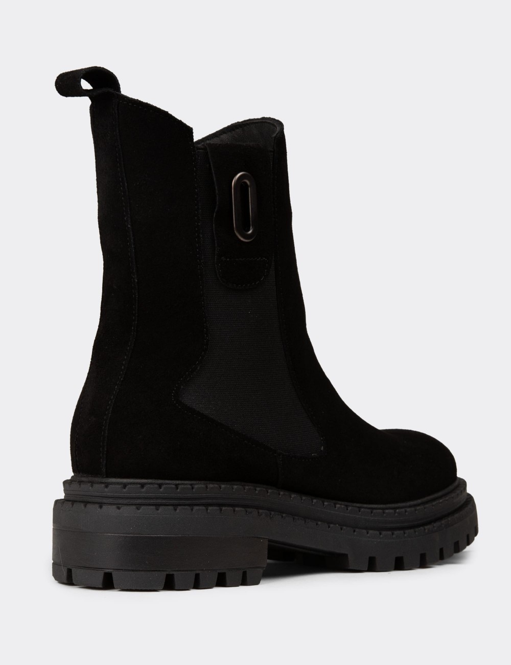 Women's Black Suede Leather Ankle Boots - 61821ZSYHC01 Women's Black Suede Leather Ankle Boots - 61821ZSYHC01