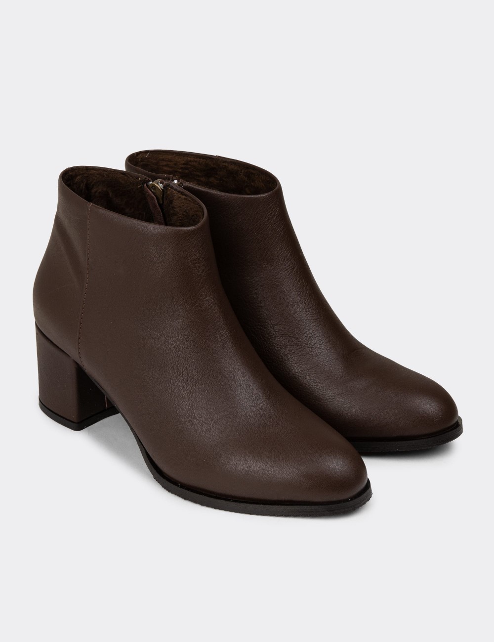 Women's Brown Leather Boots - A3324ZKHVC01 Women's Brown Leather Boots - A3324ZKHVC01