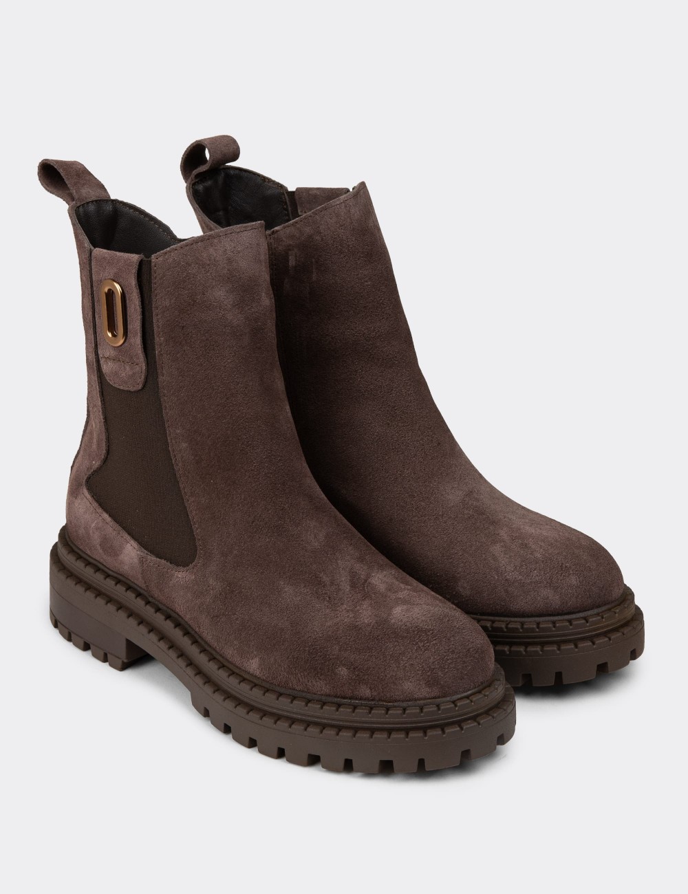 Women's Brown Suede Leather Boots - 61821ZKHVC03 Women's Brown Suede Leather Boots - 61821ZKHVC03
