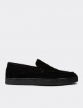 Men's Black Suede Leather Slip-On Shoes