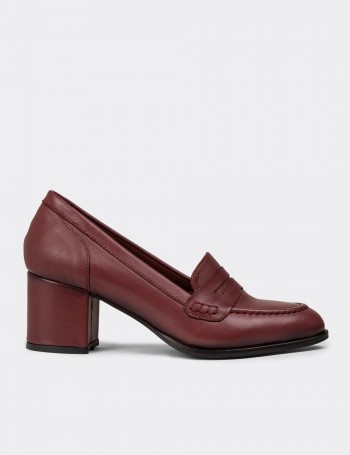 Women's Burgundy Leather Moccasins