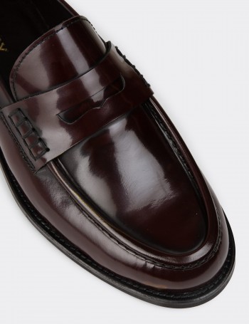 Men's Burgundy Leather Loafers