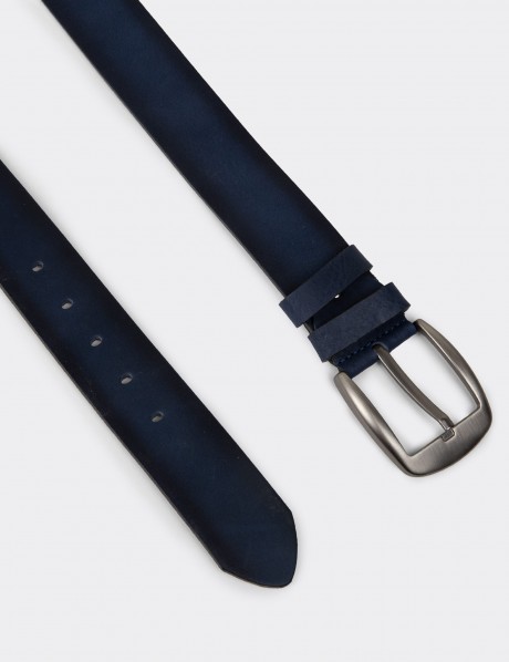 Leather Navy Men's Belt