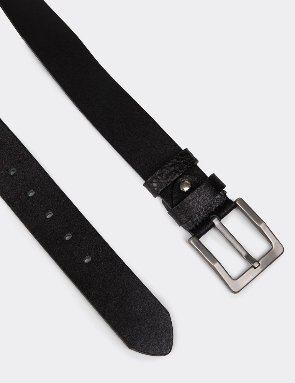 Leather Black Men's Belt - TB001MSYHW01