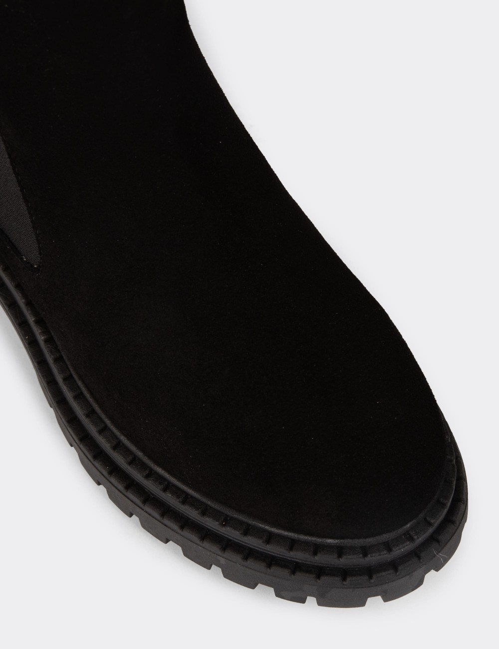 Women's Black Suede Leather Ankle Boots - 61821ZSYHC01 Women's Black Suede Leather Ankle Boots - 61821ZSYHC01